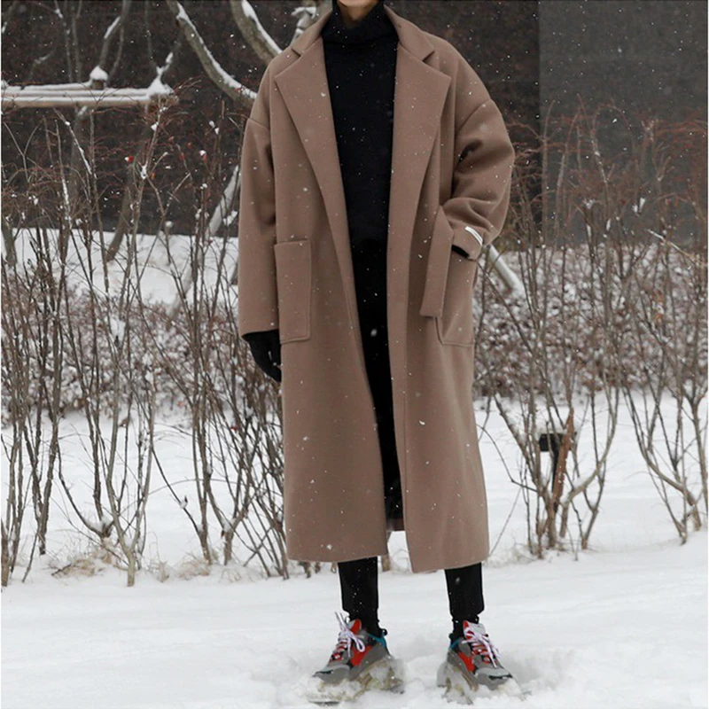 Áo khoác dạ dáng dài phối áo len cổ lọ dành cho nam giới