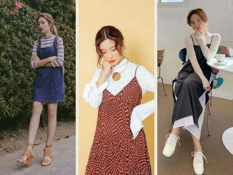 Áo thun và váy hai dây là sự kết hợp trẻ trung và năng động cho các cô gái