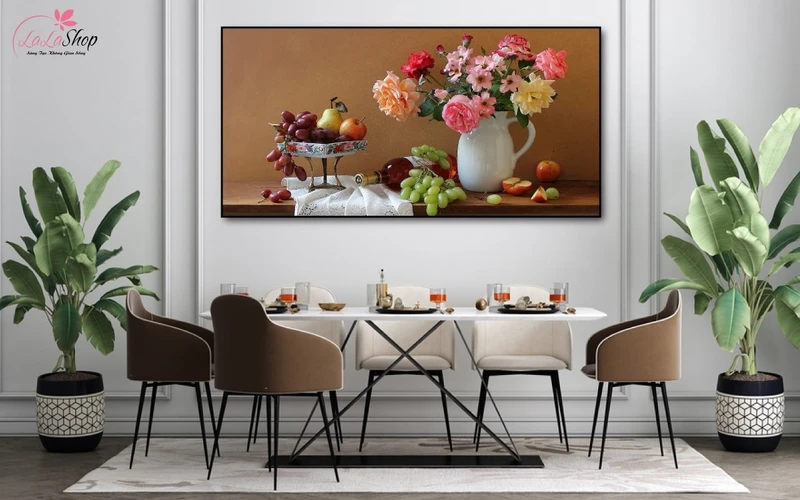 Các loại tranh canvas treo tường đẹp - Bạn cũng có thể treo tranh ở phòng ăn để tạo cảm giác ấm cúng