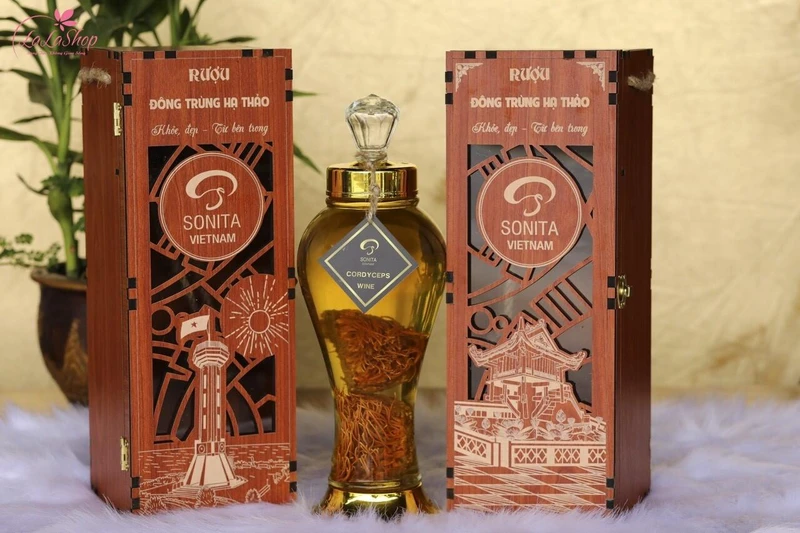 Bình rượu ngâm thảo dược là món quà biếu Tết ấn tượng