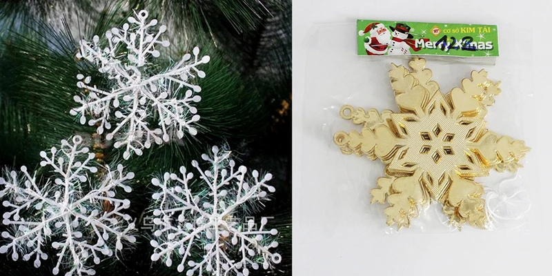 Bông tuyết xốp rất thích hợp để trang trí cổng noel