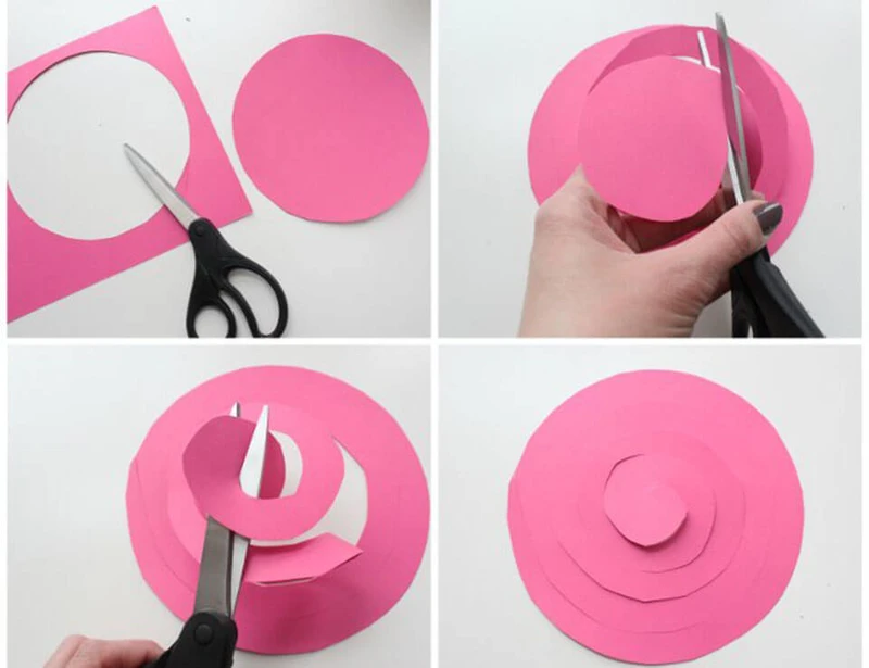 Dùng kéo cắt đường tròn vừa vẽ được theo hình xoắn ốc