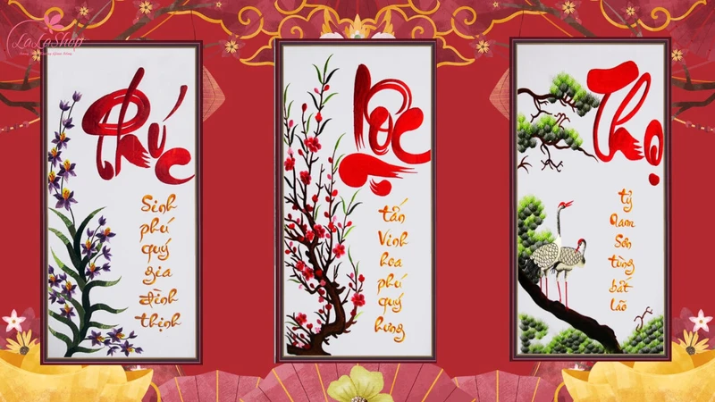 Câu đối chúc Tết chữ Phúc - Lộc - Thọ