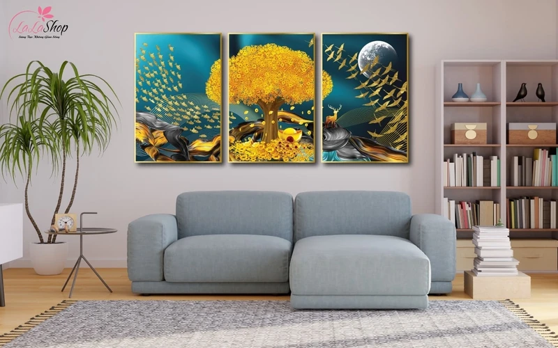 Các loại tranh canvas treo tường đẹp - Cây cối cũng mang đến nhiều may mắn như hình ảnh cây đồng tiền vàng