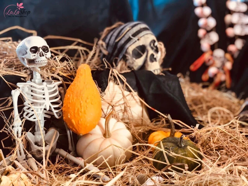 Có nhiều cách bày trí bộ xương vào ngày Halloween