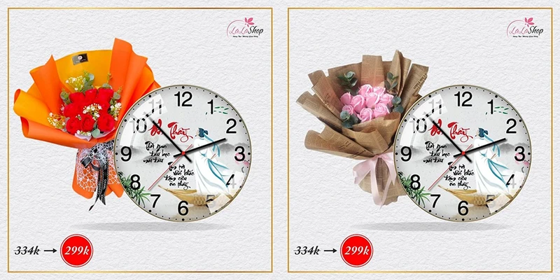 Combo Đồng Hồ Kèm Hoa Sáp Thơm Cao Cấp Mẫu 2