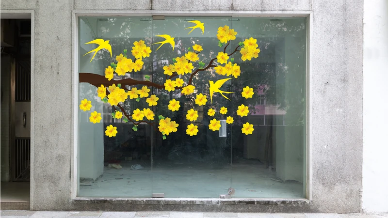 Decal Mai Vàng Và Chim Én Đón Xuân 2