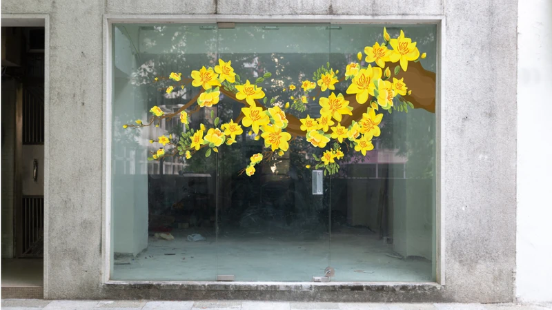 Decal Trang Trí Tết Cành Mai Vàng 5