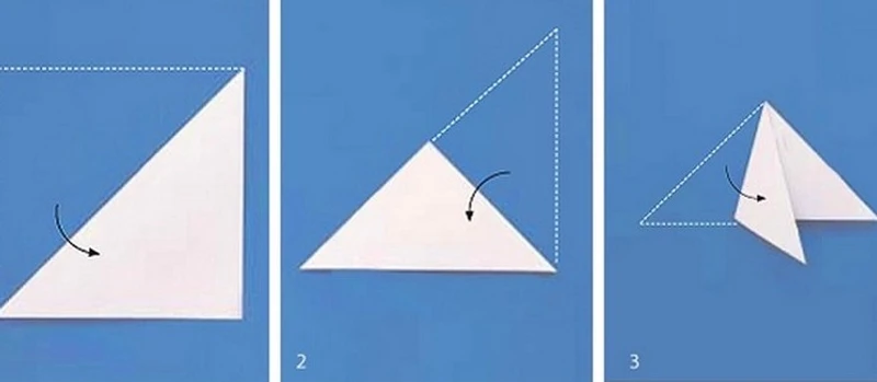 Gấp giấy lại theo chiều dọc như hình