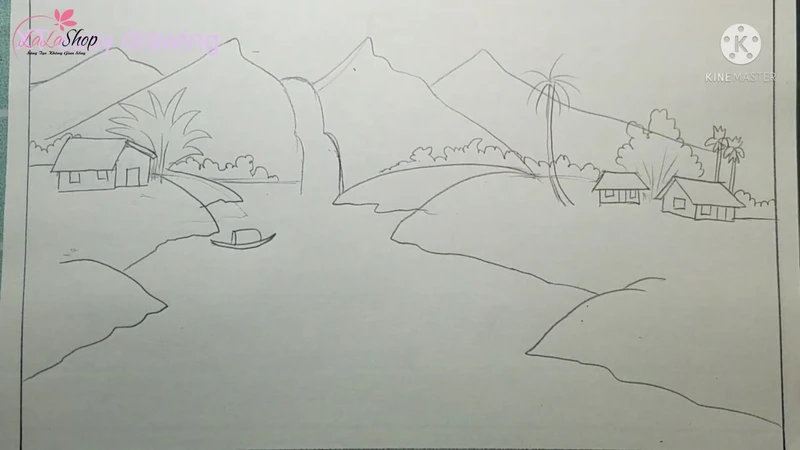 Giúp bức tranh thêm sống động với sông và thuyền