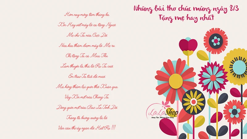 Gửi đến Mẹ những vần thơ hay chúc Mẹ luôn vui, khoẻ mạnh luôn là cần thiết nhất trong ngày 8/3