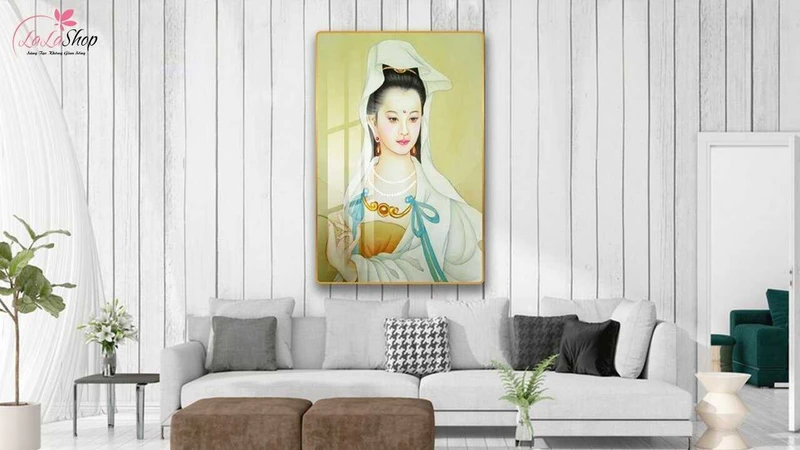 Tranh Quan Âm từ bi dịu hiền