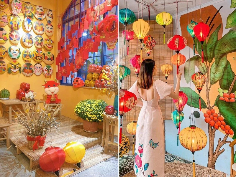 Kết hợp trang trí nhiều phụ kiện với nhau tạo nên không gian ấn tượng