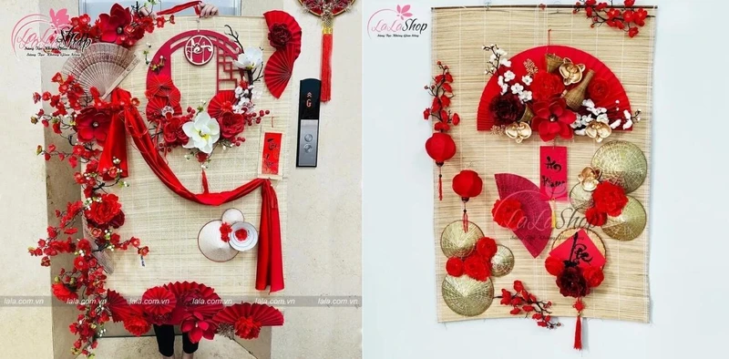 Mành tre thường được dùng để treo tường khi trang trí đặc biệt là trang trí Tết