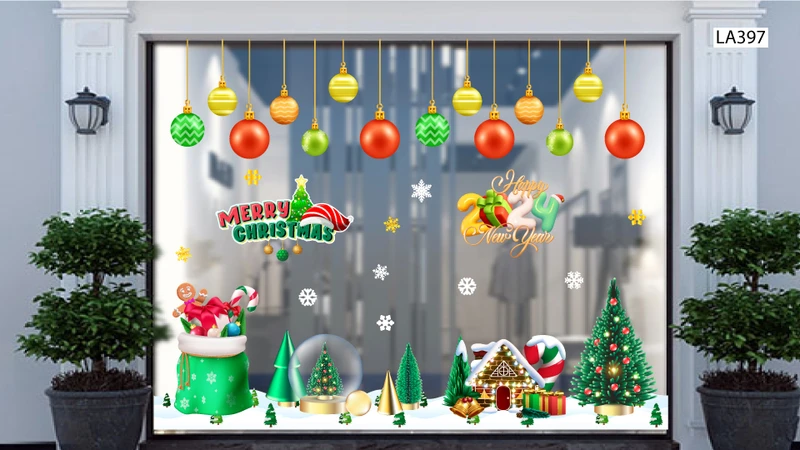 10 mẫu decal trang trí noel trên cửa kính đẹp nhất 2023 tại Lala