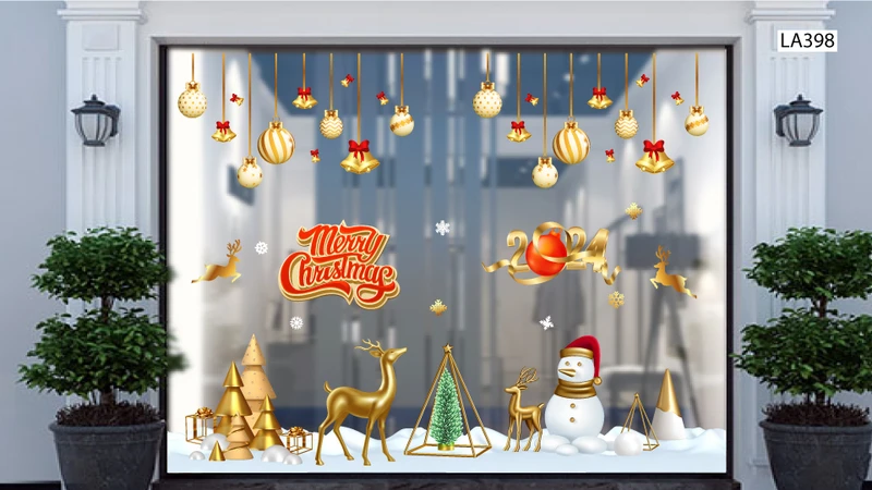 10 mẫu decal trang trí noel trên cửa kính đẹp nhất 2023 tại Lala