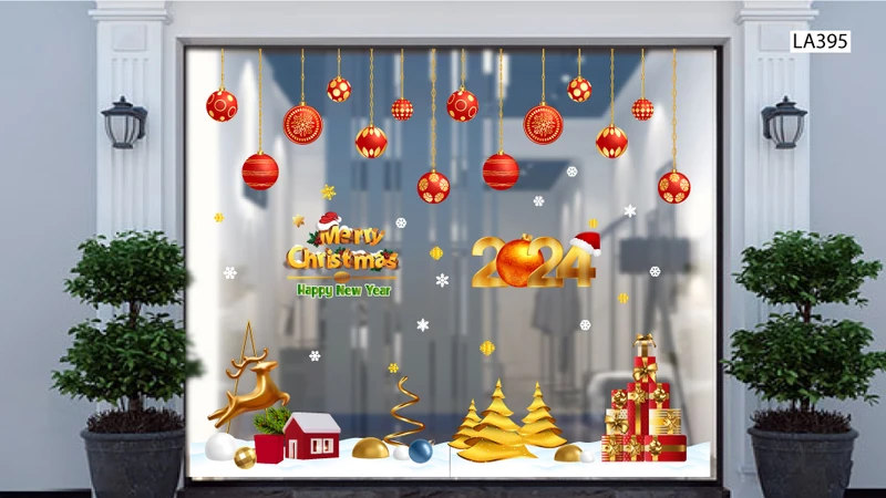 10 mẫu decal trang trí noel trên cửa kính đẹp nhất 2023 tại Lala