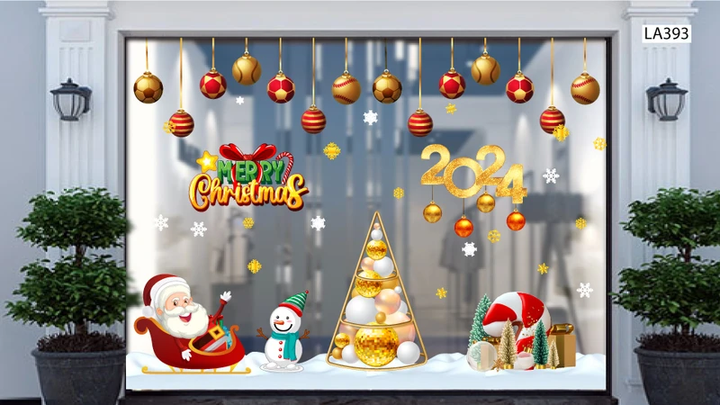 10 mẫu decal trang trí noel trên cửa kính đẹp nhất 2023 tại Lala