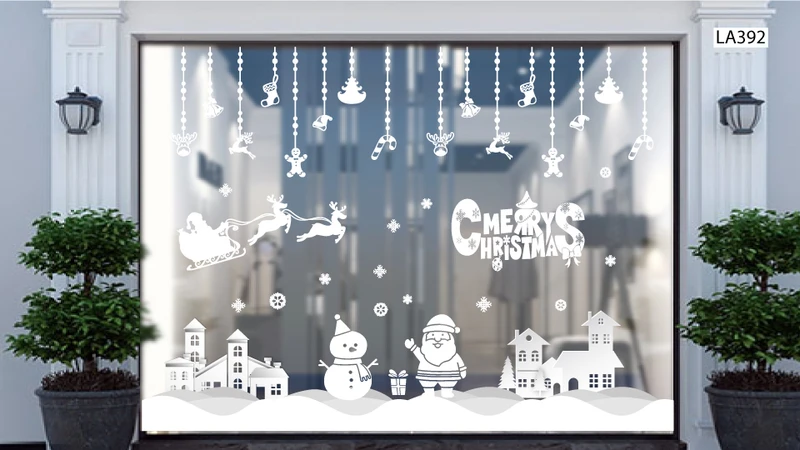10 mẫu decal trang trí noel trên cửa kính đẹp nhất 2023 tại Lala