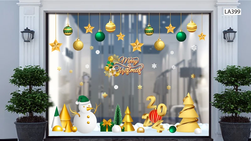 10 mẫu decal trang trí noel trên cửa kính đẹp nhất 2023 tại Lala