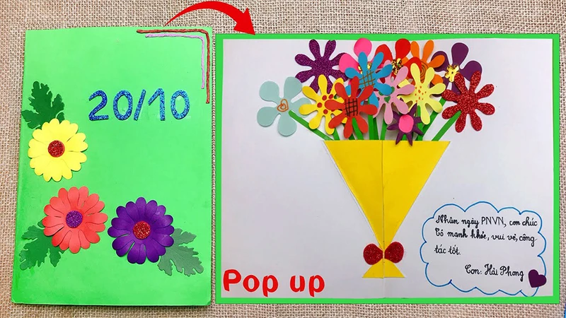 Mẫu thiệp chúc mừng ngày 20/10 cho bé mầm non