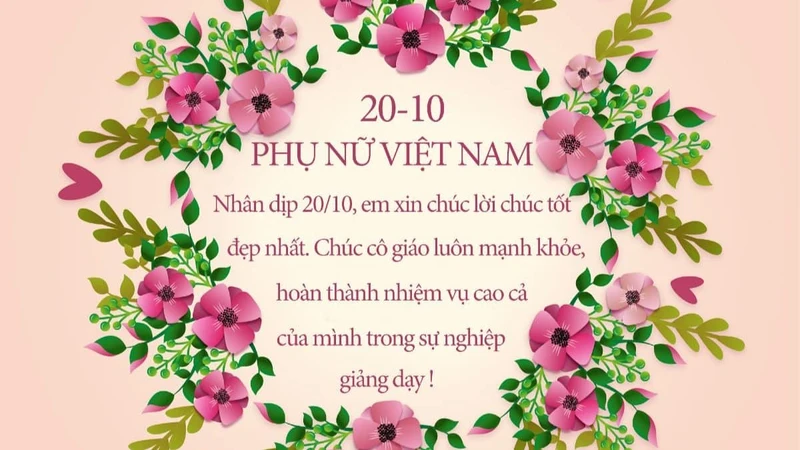 Mẫu thiệp chúc mừng ngày 20/10 tặng cô