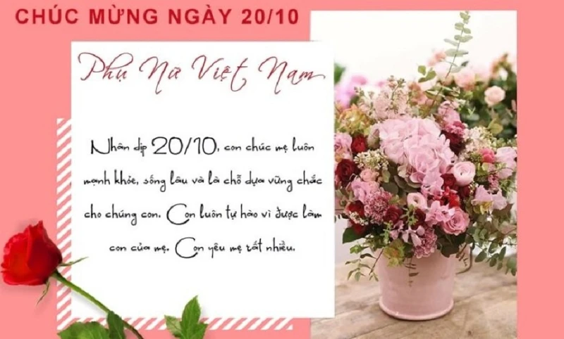 Mẫu thiệp chúc mừng ngày 20/10 tặng mẹ