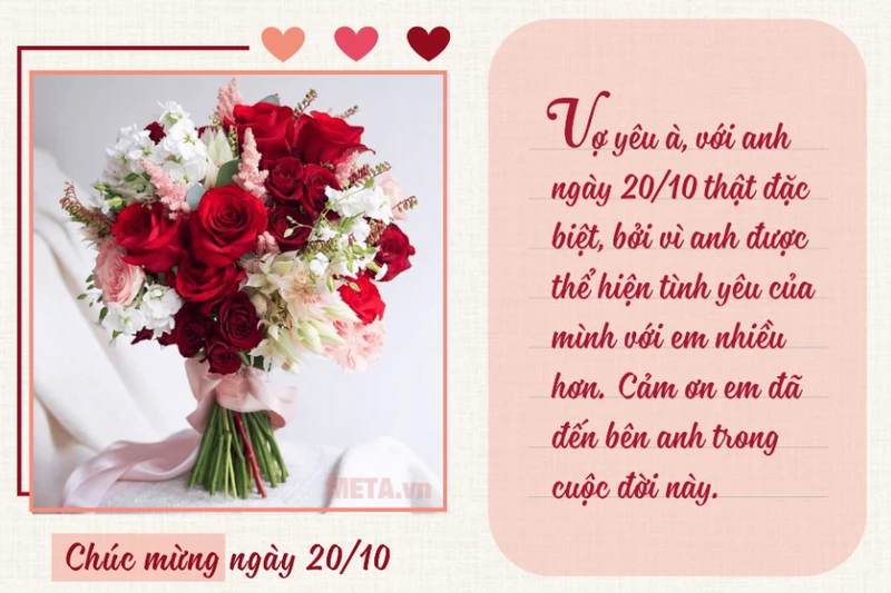 Mẫu thiệp chúc mừng ngày 20/10 tặng vợ