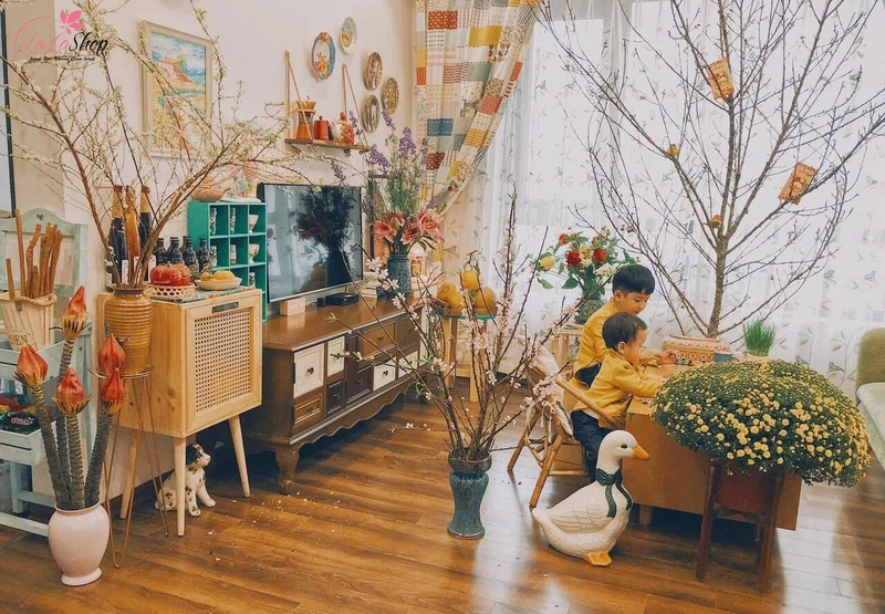 Mẫu trang trí góc chụp ảnh Tết tại nhà đẹp mẫu 3