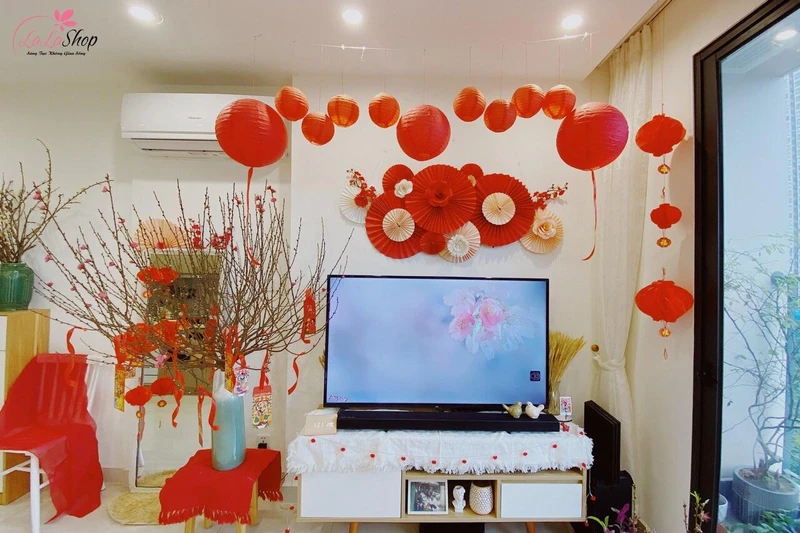 Mẫu trang trí góc chụp ảnh Tết tại nhà đẹp mẫu 5