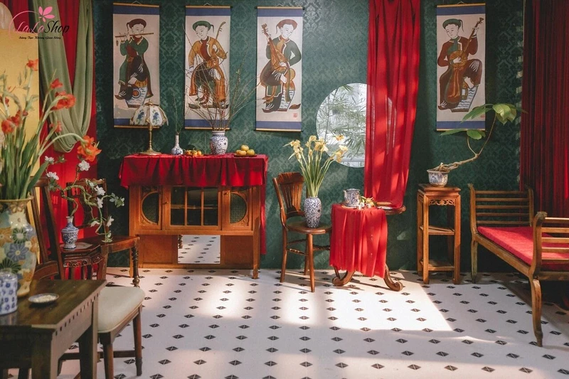 Mẫu trang trí góc chụp ảnh Tết tại nhà đẹp mẫu 7