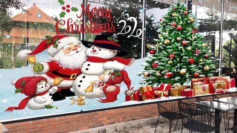 Dịch vụ vẽ tranh trang trí Noel cửa kính & tường theo yêu cầu giá rẻ ở TpHCM