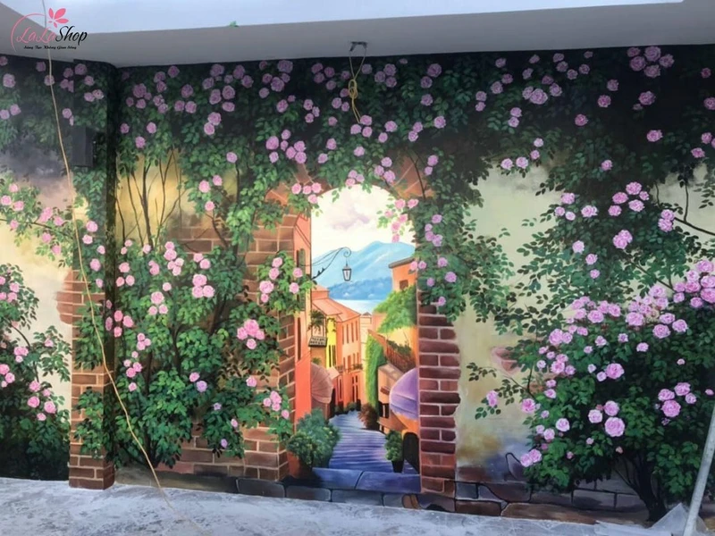 Mẫu tranh vẽ tường quán cafe đẹp mẫu 10