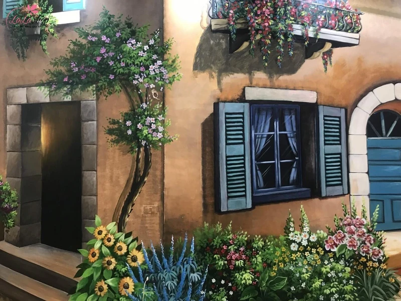 Mẫu tranh vẽ tường quán cafe đẹp mẫu 2