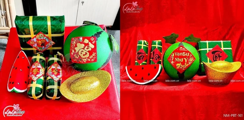 Mô hình bánh chưng hay dưa hấu là vật phẩm trang trí không thể thiếu