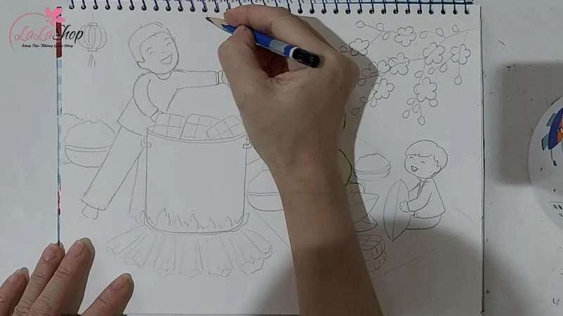 Hướng dẫn vẽ tranh đề tài ngày Tết và mùa xuân đơn giản 2025