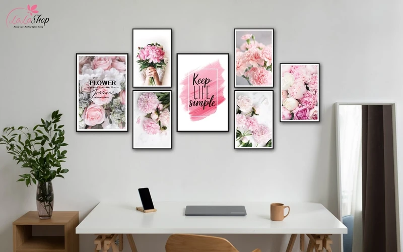 Các loại tranh canvas treo tường đẹp - Nhiều tranh nhỏ sắp xếp thú vị giúp tổng thể bức tường thêm độc đáo hơn