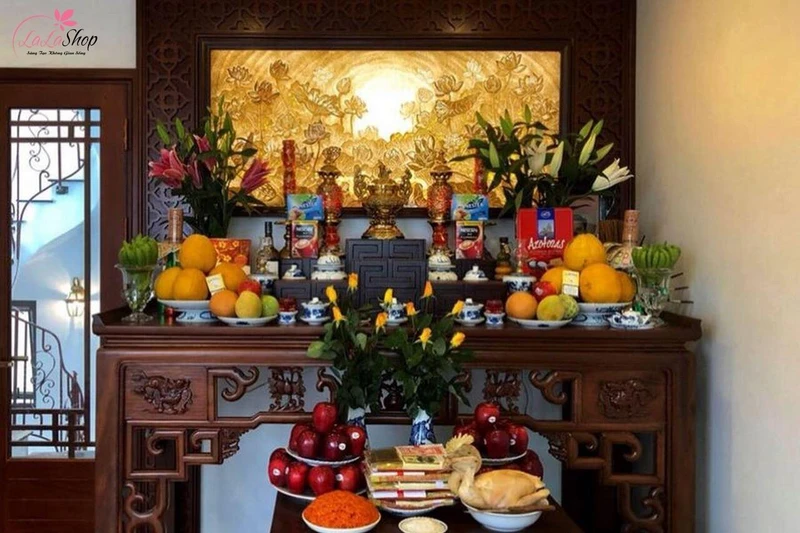 Những hình ảnh trang trí bàn thờ ngày Tết mẫu 1