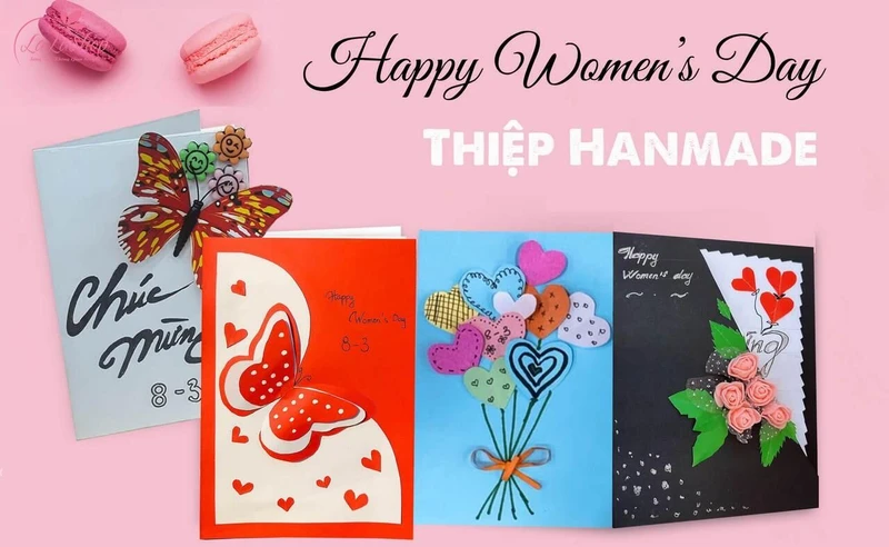 Những mẫu thiệp mừng 8/3 handmade đơn giản đẹp nhất mẫu 1