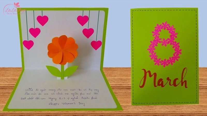 Những mẫu thiệp mừng 8/3 handmade đơn giản đẹp nhất mẫu 10