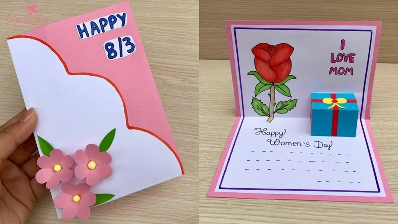 Những mẫu thiệp mừng 8/3 handmade đơn giản đẹp nhất mẫu 7