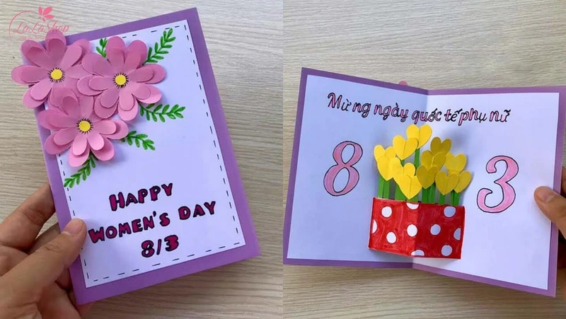 Những mẫu thiệp mừng 8/3 handmade đơn giản đẹp nhất mẫu 8