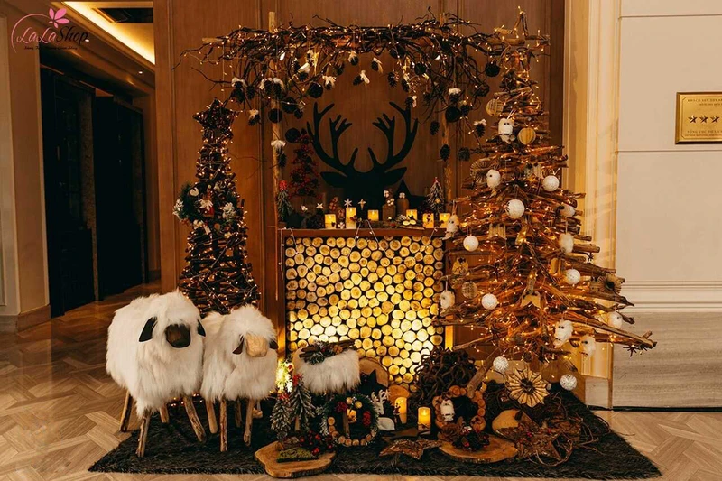 Phụ kiện trang trí Giáng sinh bằng gỗ và cây khô vô cùng độc đáo