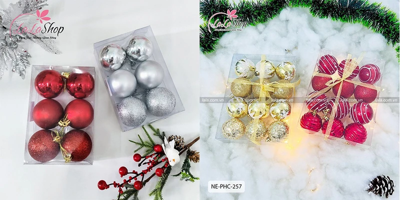 Quả châu đầy màu sắc lung linh sẽ cho bạn một cổng noel ấn tượng