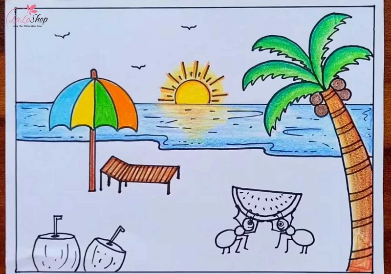 Tô màu cho biển và mặt trời