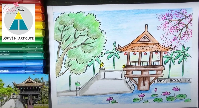 Tô màu cho tranh Chùa Một Cột