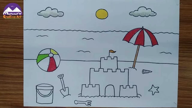 Tô màu tiếp cho quả bóng và ô