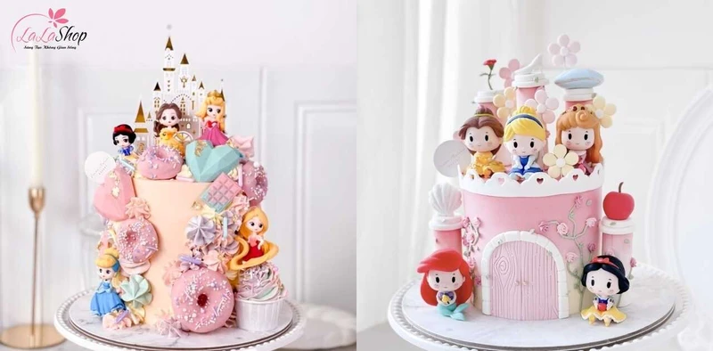 Trang trí bánh sinh nhật theo sở thích của bé gái với hình công chúa thật xinh đẹp