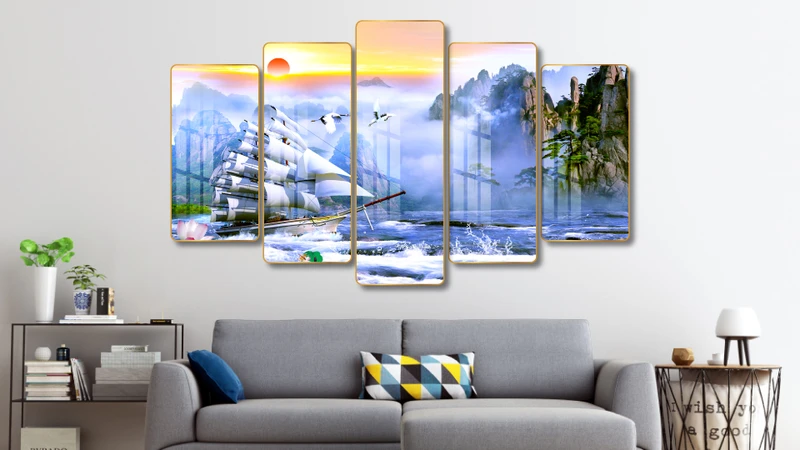 Tranh cho người mệnh Thuỷ nổi bật với hình ảnh nước non, cánh buồm