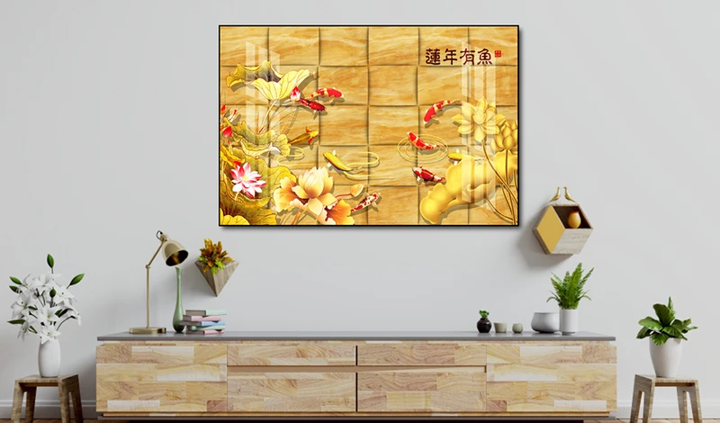 Tranh phong thuỷ Cửu Ngư và Kim Liên